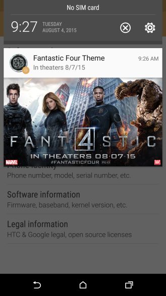 Fotografía - [Immensément Tacky conduite] HTC a poussé un Fantastic Four notification annonce à celui M8 et M9